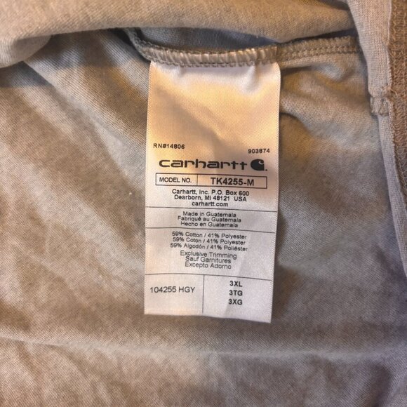 Carhartt Relaxed Fit Long Sleeve Quarter Zip Mock Neck TShirt Size 3XL TK4255-M - Picture 4 of 5